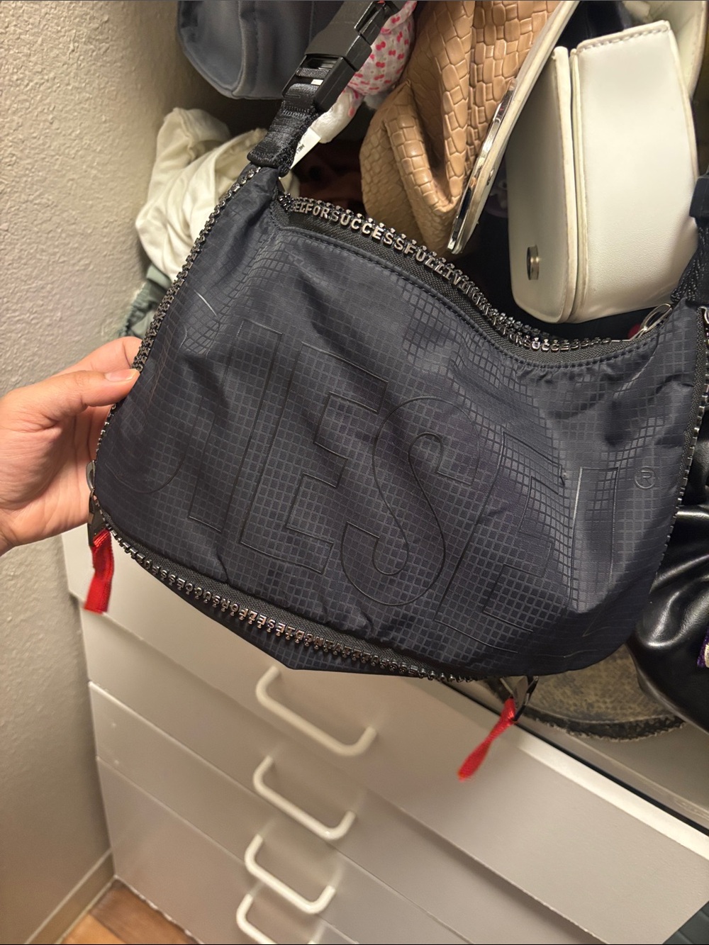 UNISEX Diesel Black Nylon Crossbody Bag with Subtle Logo